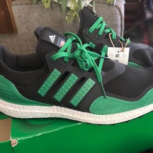 Lego Adidas Black and Green Athletic Shoes